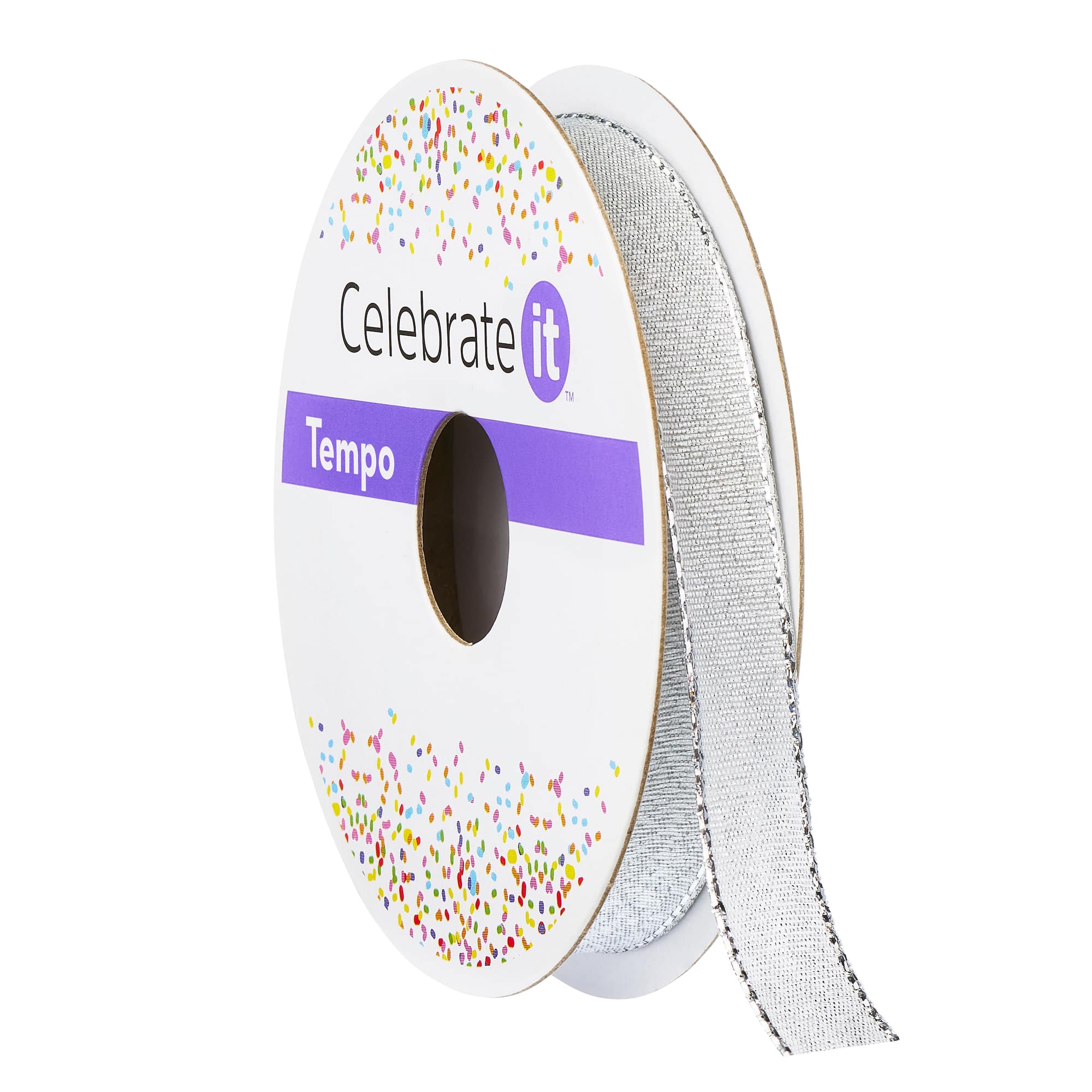 24 Pack: 3/8" x 5yd. Wired Silver Metallic Ribbon by Celebrate It® Tempo™
